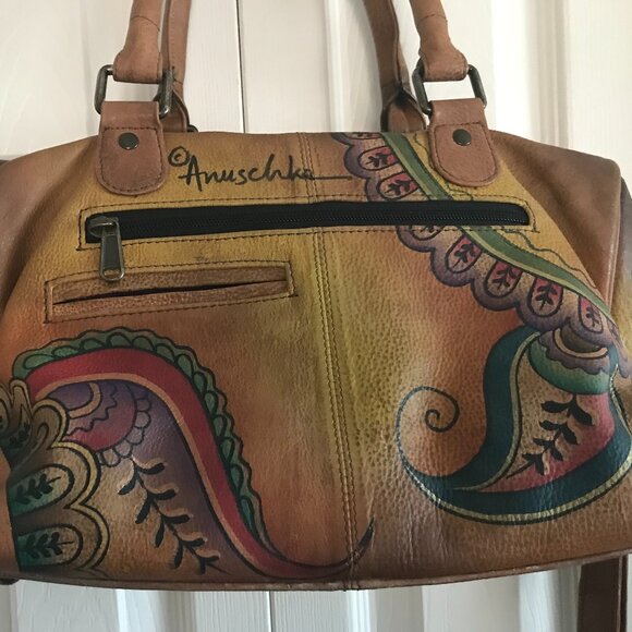 Anuschka Handpainted Leather Satchel w/ Detachable Strap - Picture 6 of 16